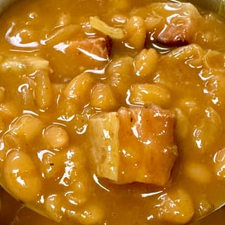PORK BELLY BAKED BEANS